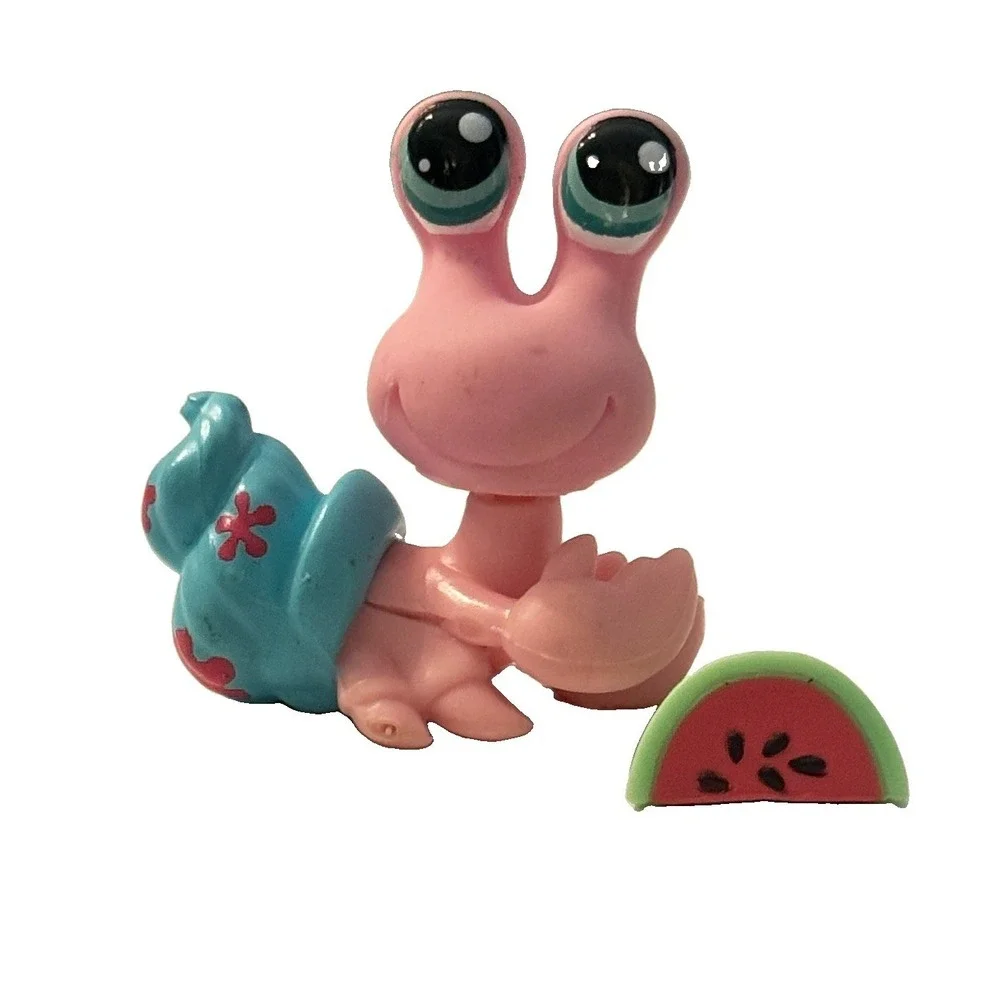 2009 LPS Littlest Pet Shop Crab 1403 Pink Blue Shell Watermelon Accessory Gen 2